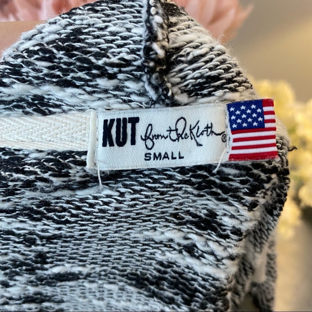 KUT FROM THE KLOTH Black White open waterfall cardigan sweater - Picture 6 of 10